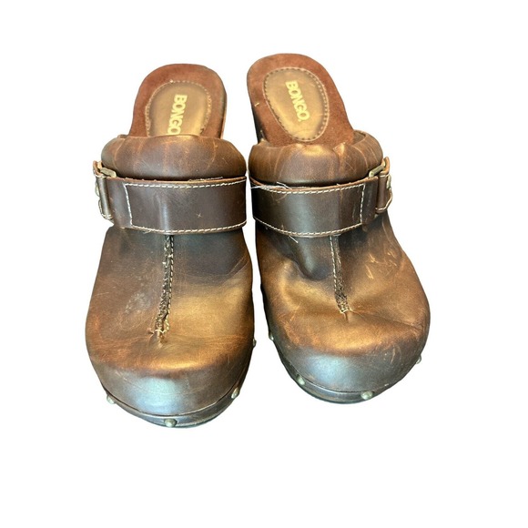 Bongo Brown Chunky Heel Platform Clogs Y2K Grunge Vintage 1990s Style Size 7 - Picture 3 of 7